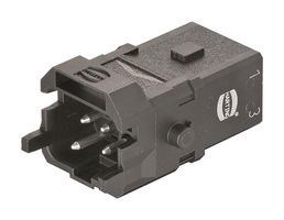 HARTING 09100032601. Heavy Duty Connector, Han 1A, Insert, 3+PE Contacts, 1A, Plug, Screw Pin
