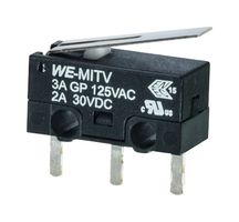 WURTH ELEKTRONIK 463092370402 Microswitch, Standard, Lever, SPST-NO, SPST-NC, PC Pin, 2 A, 30 V