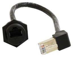 MULTICOMP PRO MP009793 Ethernet Cable, Cat6, C3 Panel RJ45 Jack to 90° RJ45 Plug, Black, 200 mm, 7.9 "
