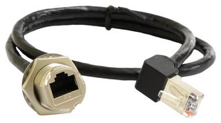 MULTICOMP PRO MP009800 Ethernet Cable, Right Angle, Cat6, C3 Panel RJ45 Jack to 90° RJ45 Plug, Black, 500 mm, 19.7 "