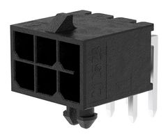 MOLEX 212528-0601 Pin Header, Wire-to-Board, 3 mm, 2 Rows, 6 Contacts, Through Hole Right Angle