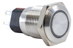 E-SWITCH PVA3F2B0SS3R1 Vandal Resistant Switch, PVA3 Series, 16 mm, SPDT-DB-DM, On-(On), Round Flat, Natural