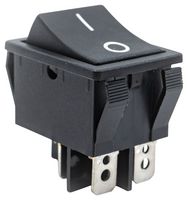 E-SWITCH R5ABLKBLKFF0 Rocker Switch, Faston Tab, On-Off, DPST, Non Illuminated, Panel, Snap-In, Black, R5 Series
