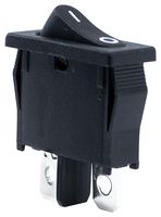 E-SWITCH R6ABLKBLKFF Rocker Switch, Faston Tab, On-Off, SPST, Non Illuminated, Panel, Snap-In, Black, R6 Series
