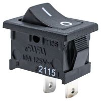 E-SWITCH RA11131121 Rocker Switch, Curved, IP54, Off-On, SPST, Non Illuminated, Panel, Snap-In, Black, RA1 Series