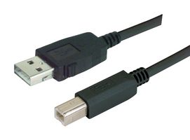 L-COM CAUALB-05M USB Cable, Type A Plug to Type B Plug, 500 mm, 19.7 ", USB 2.0, Black