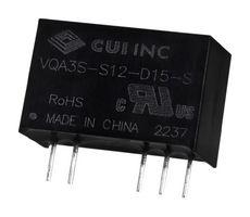 CUI VQA3S-S5-D15-S Isolated Through Hole DC/DC Converter, ITE, SIP, 1:1, 3 W, 2 Output, 15 V