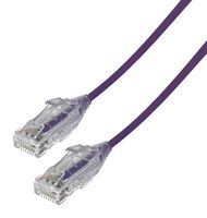 VIDEK 2994-0.3PR Ethernet Cable, Slim, Cat6, RJ45 Plug to RJ45 Plug, UTP (Unshielded Twisted Pair), Purple, 300 mm