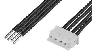MOLEX 219679-1040 Cable Assembly, Micro-Latch Receptacle to Free End, 4 Ways, 2 mm, 1 Row, 50 mm, 2 "