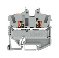 WAGO 2252-1201 DIN Rail Mount Terminal Block, 2 Ways, 22 AWG, 12 AWG, 2.5 mm², Push In, 24 A