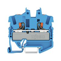 WAGO 2252-1204 DIN Rail Mount Terminal Block, 2 Ways, 22 AWG, 12 AWG, 2.5 mm², Push In, 24 A