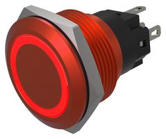 EAO 82-6751.1114 Vandal Resistant Switch, 82 Series, 22 mm, SPDT, Momentary, Round Flat Flush, Red
