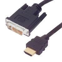 L-COM HD-DVI-MM-1 Audio / Video Cable Assembly, HDMI Plug, DVI-D (Single Link) Plug, 3.3 ft, 1 m, Black