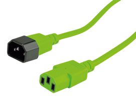 ROLINE 19.08.1534 Mains Power Cord, IEC 320 C14 Plug to IEC 320 C13 Receptacle, 3 m, 10 A, 250 VAC, Green