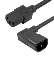 L-COM PPA00020-3F Mains Power Cord, 90° IEC 60320 C14 to IEC 60320 C13, 914.4 mm, 10 A, 250 V, Black