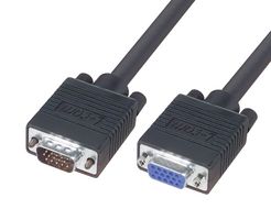 L-COM CGSVGAMF-5 Computer Cable, HD-15 Plug, HD-15 Receptacle, 5 ft, 1.5 m, Black, CGSVGAMF Series