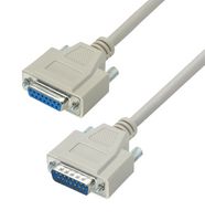 L-COM CRMN15MF-2.5 Computer Cable, D Subminiature Plug, 15 Way, D Subminiature Socket, 15 Way, 2.5 ft, 762 mm