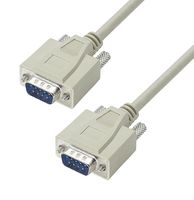 L-COM CRMN9MM-5 Computer Cable, D Subminiature Plug, 9 Way, D Subminiature Plug, 9 Way, 5 ft, 1.5 m, Light Grey