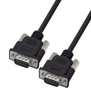 L-COM CS2NB9MM-1 Computer Cable, D Subminiature Plug, 9 Way, D Subminiature Plug, 9 Way, 1 ft, 304.8 mm, Black
