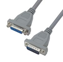 L-COM CSM15MF-15 Computer Cable, D Subminiature Plug, 15 Way, D Subminiature Socket, 15 Way, 15 ft, 4.6 m, Grey