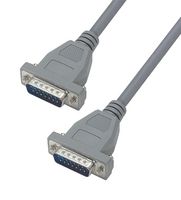 L-COM CSM15MM-25 Computer Cable, D Subminiature Plug, 15 Way, D Subminiature Plug, 15 Way, 25 ft, 7.6 m, Grey