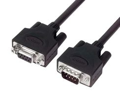 L-COM CSMUZ9MF-10 Computer Cable, D Subminiature Plug, 9 Way, D Subminiature Socket, 9 Way, 10 ft, 3.05 m, Black