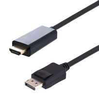 L-COM VHA00014-05M Audio / Video Cable Assembly, HDMI Plug, DisplayPort Plug, 1.6 ft, 500 mm, Black, VHA00014 Series