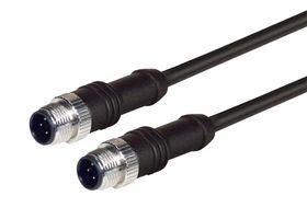 L-COM M12M124D-5 Sensor Cable, M12 Plug, M12 Plug, 4 Positions, 5 m, 16.4 ft, M12M124D Series