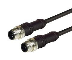 L-COM M12M125A-2 Sensor Cable, M12 Plug, M12 Plug, 5 Positions, 2 m, 6.6 ft, M12M125A Series