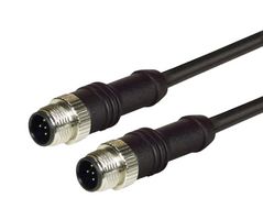 L-COM M12M125A-5 Sensor Cable, M12 Plug, M12 Plug, 5 Positions, 5 m, 16.4 ft, M12M125A Series
