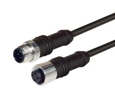L-COM M12M12F4D-0.5 Sensor Cable, M12 Plug, M12 Receptacle, 4 Positions, 500 mm, 19.7 ft, M12M12F4D Series