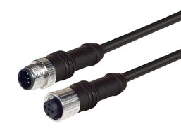 L-COM M12M12F5A-1 Sensor Cable, M12 Plug, M12 Receptacle, 5 Positions, 1 m, 3.3 ft, M12M12F5A Series