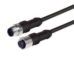L-COM M12M12F5A-3 Sensor Cable, M12 Plug, M12 Receptacle, 5 Positions, 3 m, 9.8 ft, M12M12F5A Series