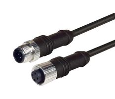 L-COM M12M12F5A-5 Sensor Cable, M12 Plug, M12 Receptacle, 5 Positions, 5 m, 16.4 ft, M12M12F5A Series