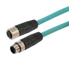 L-COM TRG502-T4T-10M Sensor Cable, M12 Plug, M12 Receptacle, 4 Positions, 10 m, 32.8 ft, TRG502-T4S Series