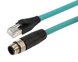 L-COM TRG504-T4T-10M Sensor Cable, D Coded, M12 Plug, RJ45 Plug, 4 Positions, 10 m, 32.8 ft, TRG504-T4T Series