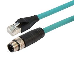 L-COM TRG504-T4T-2M Sensor Cable, D Coded, M12 Plug, RJ45 Plug, 4 Positions, 2 m, 6.6 ft, TRG504-T4T Series