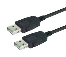 L-COM CAUALAL-03M USB Cable, Type A Plug to Type A Plug, 300 mm, 11.8 ft, USB 2.0, Black