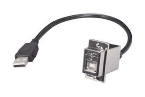L-COM ECF504-12BAL USB Cable, Type A Plug to Type B Receptacle, 304.8 mm, 12 ft, USB 2.0, Black