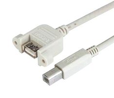 L-COM UPMAB-4M USB Cable, USB Type A Receptacle to USB Type B Plug, 4 m, 13.1 ft, USB 2.0, Light Grey