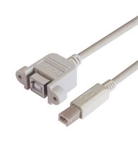 L-COM UPMBB-2M USB Cable, Type B Plug to Type B Receptacle, 2 m, 6.6 ft, USB 2.0, Light Grey