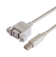 L-COM UPMBB-3M USB Cable, Type B Plug to Type B Receptacle, 3 m, 9.8 ft, USB 2.0, Light Grey