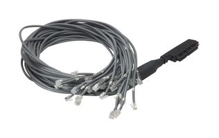 L-COM TDC50F62 Ethernet Cable, Cat3, 90° Telco Receptacle to 25x RJ11 Plug, Grey, 914.4 mm, 36 ft