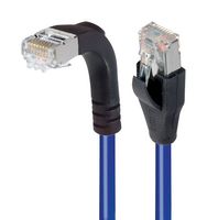 L-COM TRD815SRA1BL-10 Ethernet Cable, Cat5e, 90° RJ45 Plug to RJ45 Plug, FTP (Foiled Twisted Pair), Blue, 3.05 m, 10 ft