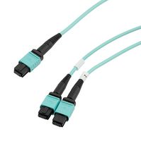 L-COM MPF24-MPF212OM3R-5 Fibre Optic Cable, OM3 Multimode, 50µm/125µm, 24 Fibres, MPO Jack to 2x MPO Jack, 5m