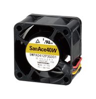 SANYO DENKI 9WPA0424H3001 DC Axial Fan, 24 V, Square, 40 mm, 28 mm, 18.3 CFM