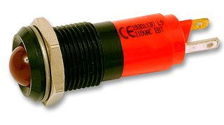 CML INNOVATIVE TECHNOLOGIES 19301230 LED Panel Mount Indicator, Black Chrome Bezel, Red, 230 VAC, 14 mm, 3 mA, 18 mcd, Not Rated