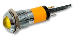 CML INNOVATIVE TECHNOLOGIES 19300133 LED Panel Mount Indicator, Satin Chrome Bezel, Yellow, 110 VAC, 14 mm, 6 mA, 27 mcd, Not Rated