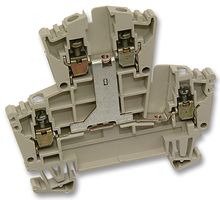 WEIDMULLER 102230 WDK2.5V DIN Rail Mount Terminal Block, 4 Ways, 22 AWG, 12 AWG, 4 mm², Screw, 20 A