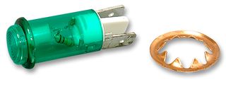 ARCOLECTRIC / BULGIN LIMITED C0180AANAD Neon Indicator, 250 V, Quick Connect, Green, 12.7 mm, Round with Flat Top, 20 mA